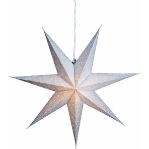 Kerstversiering zilveren papier decoratie kerststerren 60 cm - Kerststerren hangdecoraties - Kerstversiering