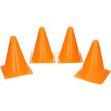 2x stuks voetbal goals/doelen set met 4x stuks oranje pionnen van 19 cm - Voetbalveld voor kinderen
