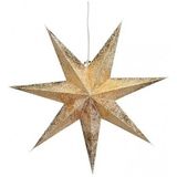 Kerstversiering gouden kerststerren 60 cm inclusief zwarte lichtkabel