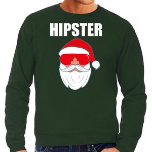 Foute Kerst sweater / Kerst trui Hipster Santa groen voor heren- Kerstkleding / Christmas outfit S