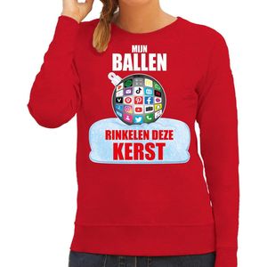 Rinkelende Kerstbal sweater / foute Kersttrui Mijn ballen rinkelen deze Kerst rood voor dames - kerst truien