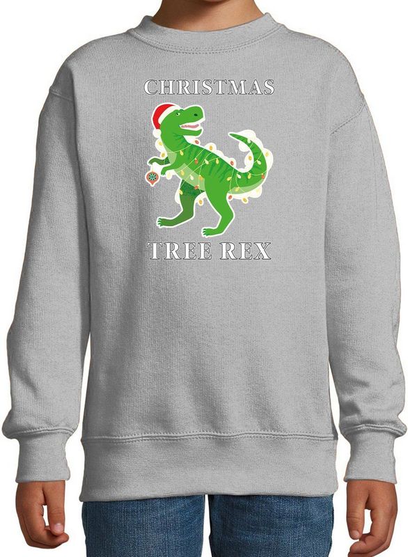 Christmas Tree Rex - Kerstsweater - Grijs - Kleding