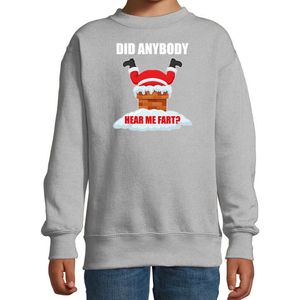 Fun - Did Anybody Hear My Fart - Kerstsweater - Grijs - Kinderen