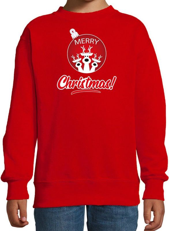 Bellatio Decorations - Kersttrui - Rood - Merry Christmas - Voor Kinderen