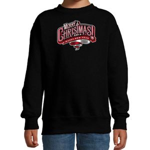 Bellatio Decorations - Kerstsweater - Zwart - Merry Christmas - Voor Kinderen