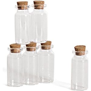 24x Kleine Transparante Glazen Flesjes met Kurken Dop 10 ml - Hobby set Mini Glazen Flesjes met Kurk