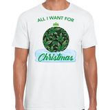 Wiet Kerstbal shirt / Kerst t-shirt All i want for Christmas wit voor heren