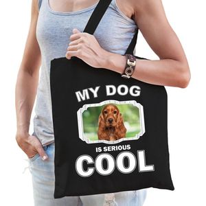 Spaniel honden tasje zwart volwassenen en kinderen - my dog serious is cool kado boodschappentasje - Feest Boodschappentassen