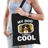 Dieren Berner sennens tasje katoen volw + kind zwart - my dog is serious cool kado boodschappentas/ gymtas / sporttas - honden / hond