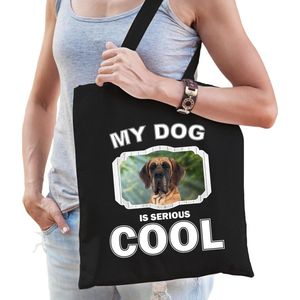 Dieren Deense dogs tasje katoen volw + kind zwart - my dog is serious cool kado boodschappentas/ gymtas / sporttas - honden / hond