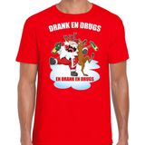 Fout Kerstshirt Kerst t-shirt Drank en drugs rood voor heren - Kerstkleding Christmas outfit