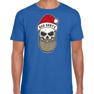 Bad Santa fout Kerstshirt Kerst t-shirt blauw voor heren - Kerstkleding Christmas outfit