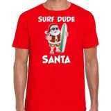 Surf dude Santa fun Kerstshirt Kerst t-shirt rood voor heren - Kerstkleding Christmas outfit