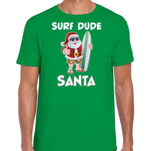 Surf dude Santa fun Kerstshirt Kerst t-shirt groen voor heren - Kerstkleding Christmas outfit