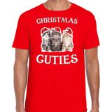 Kitten Kerstshirt Kerst t-shirt Christmas cuties rood voor heren - Kerstkleding Christmas outfit