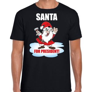 Santa for president Kerstshirt Kerst t-shirt zwart voor heren - Kerstkleding Christmas outfit