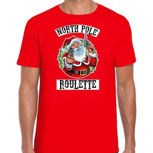Fout Kerstshirt Kerst t-shirt Northpole roulette rood voor heren - Kerstkleding Christmas outfit