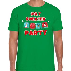 Ugly sweater party Kerstshirt Kerst t-shirt groen voor heren - Kerstkleding Christmas outfit