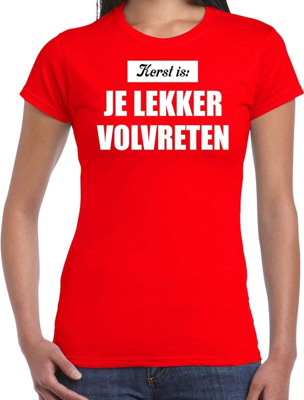 Bellatio Decorations - Kerst T-shirt - Rood - Kerstkleding - Katoen