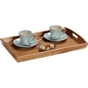 Kesper Acacia houten dienblad met opstaande rand - 31 x 48 cm - Dranken serveren - Serveerbladen/dienbladen