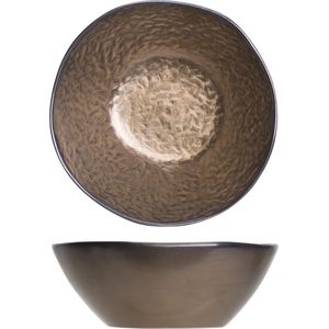 6x Luxe koper kleur serveerschaaltjes van aardewerk 15 cm