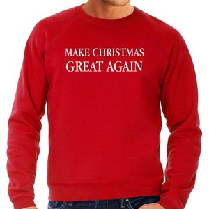 Kerst Sweater - Rood - Katoen - Bedrukt Met Grote Witte Letters