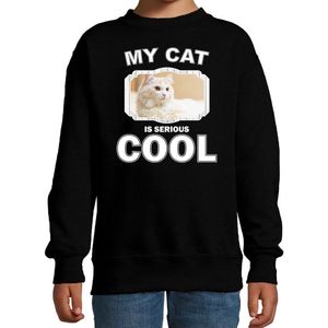 Bellatio Decorations - Katten Trui - Zwart - My Cat Is Serious Cool - Kinderen