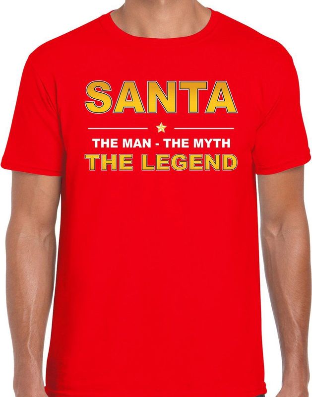 Santa t-shirt the man the myth the legend rood voor heren - Kerst kleding Christmas outfit