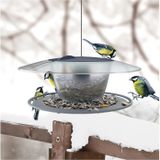 2x Stuks grijze ronde vogel voedersilos 30 cm van kunststof - Winter vogelvoeders/vogelvoederhuisje