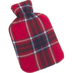Winter kruik met Schotse ruit print hoes rood 1,25 liter