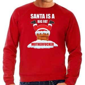 Foute Kerstsweater / Kerst trui Santa is a big fat motherfucker rood voor heren - Kerstkleding / Christmas outfit L