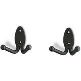 1x Luxe kapstokhaken / jashaken mat zwart - metaal verzinkt - 6.1 x 7 cm - metalen kapstokhaakjes / garderobe haakjes