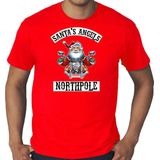 Bellatio Decorations - Santas Angels Northpole - Kerst T-shirt - Rood - Grote Maten