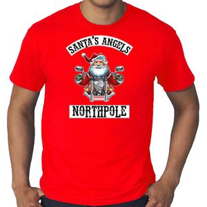 Bellatio Decorations - Santas Angels Northpole - Kerst T-shirt - Rood - Grote Maten