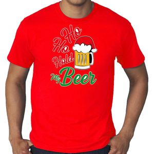 Bellatio Decorations - Kerstshirt - Rood - Ho ho hold my beer - XXXL
