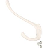 1x Luxe kapstokhaken / jashaken - wit metaal - 12.5 x 8.5 cm - kapstok - metalen kapstokhaakjes / garderobe haakjes