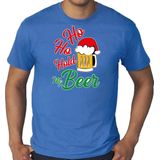 Bellatio Decorations - Kerstshirt - Blauw - Fout Kerst T-shirt voor Heren - XXXL