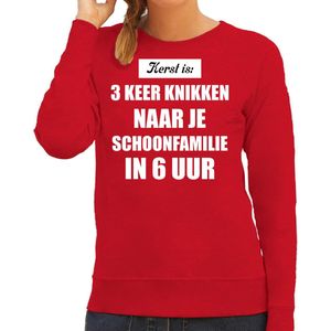 B - Foute Kersttrui - Rood - Katoen/Polyester - Kerst is 3 Keer Knikken Naar Schoonfamilie