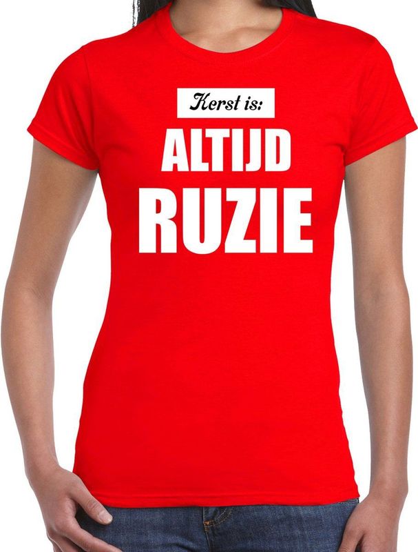 Rood fout Kerstshirt / t-shirt - Kerst is altijd ruzie - dames - Kerstkleding / Christmas outfit XS