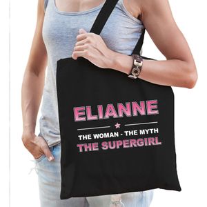 Naam cadeau Elianne - The woman, The myth the supergirl katoenen tas - Boodschappentas verjaardag/ moeder/ collega/ vriendin