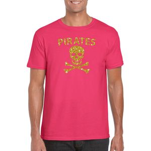 Piraten - T-shirt - Goud Glitter Roze - Katoen - Heren
