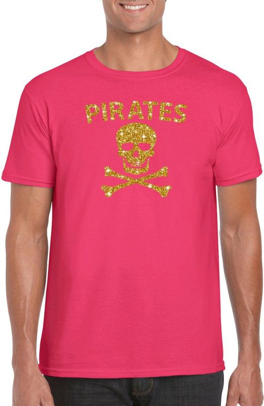 Piraten - T-shirt - Goud Glitter Roze - Katoen - Heren