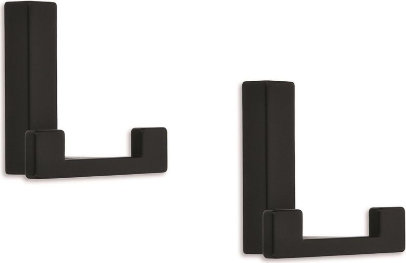 Luxe kapstokhaken of jashaken modern met dubbele haak 3x zwart 4 x 6 metaal