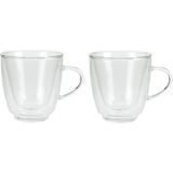 Set van 2x dubbelwandige koffie/espresso glazen 160 ml - transparant - Espresso bekers en glazen