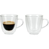 Set van 2x dubbelwandige koffie/espresso glazen 160 ml - transparant - Espresso bekers en glazen