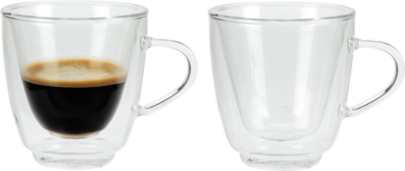 Set van 2x dubbelwandige koffie/espresso glazen 160 ml - transparant - Espresso bekers en glazen