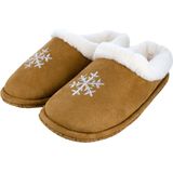 Cognac bruine pantoffels/sloffen sneeuwvlok voor heren - Huissloffen voor mannen - Sloffen/pantoffels 