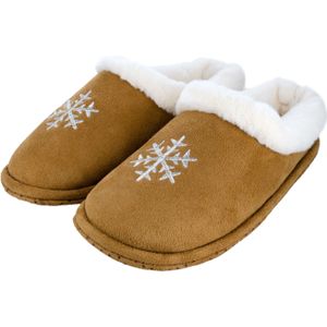 Cognac bruine pantoffels/sloffen sneeuwvlok voor heren - Huissloffen voor mannen - Sloffen/pantoffels 
