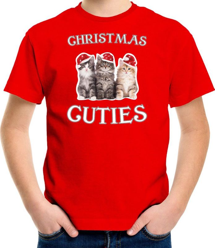 Kitten - Christmas Cuties - T-shirt - Rood - Kerstkleding