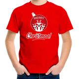 Bellatio Decorations - Kerst T-shirt - Rood - Merry Christmas - Kinderen